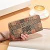 Cross-Mirror PU Cork Grain Long Zipper Wallet and Mobile Phone Bag