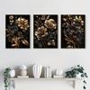 3 pezzi Poster Moderno Nordico con Fiori Elegante Arte da Parete per Soggiorno Decorazione Casa Nero Oro Pittura su Tela Decorazione Poster Arte da Parete