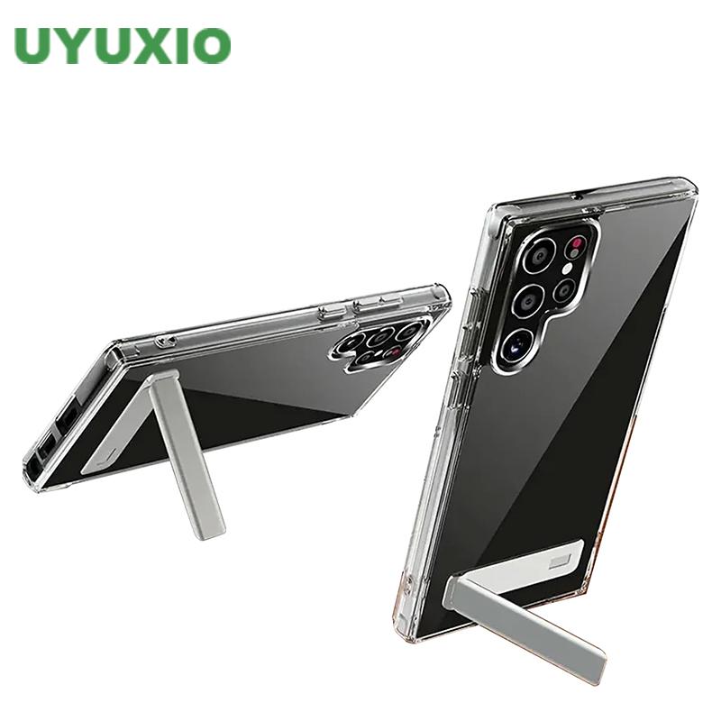UYUXIO Clear Mobile Phone Stand Case for Samsung Galaxy S26 S25 S24 S23 Ultra Plus 22 Cases with Kickstand Cover with Holder