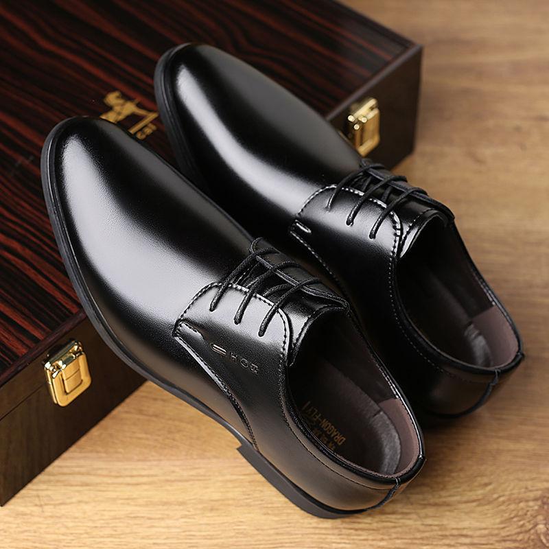 Leather Shoes Men's New Business Dress Genuine Leather Men's Casual Black Breathable Inner Heightening Men's Shoes Work Shoes