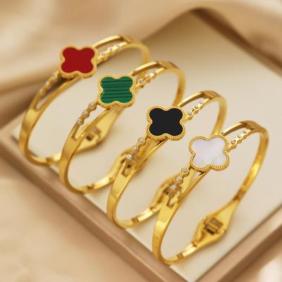 Fashionable INS Style and Fashionable Fritillaria Bracelet, Elegant and Versatile Four-leaf Clover Spring Bracelet