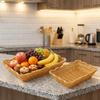Plastic Hand Woven Storage Basket Large Capacity Fruit Plate Retro Bread Storage Tray  Picnic