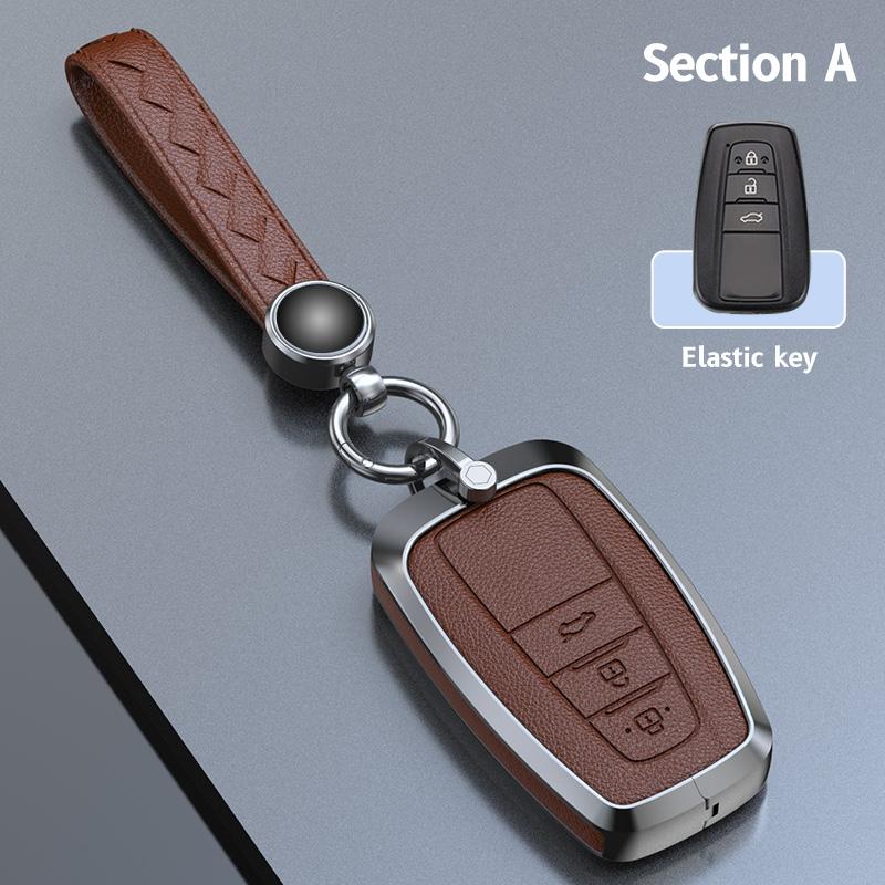 Zinc Alloy Cowhide Car Remote Key Case Fob for Toyota Prius Camry Corolla CHR C-HR RAV4 Land Cruiser Prado Keychain Accessories