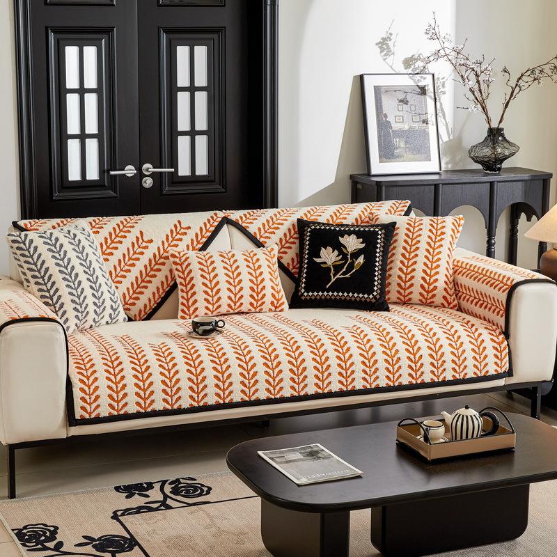 

New Sofa Cushion Non-Slip Leather Sofa Cover Thickened Plush Sofa Seat Cushion Autumn And Winter Light Luxury Cover 70*70cm