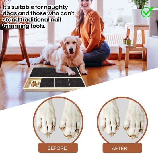 Dog Nail Scratch Board with Treat Box Wooden Pet Filing Pad with Snack Storage Box Removable Paw Scratch Pad for Dog Training