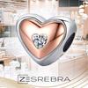 Heart Charms Rose S925 Pendant Cubic Zirconia Crystal Beads Plated
