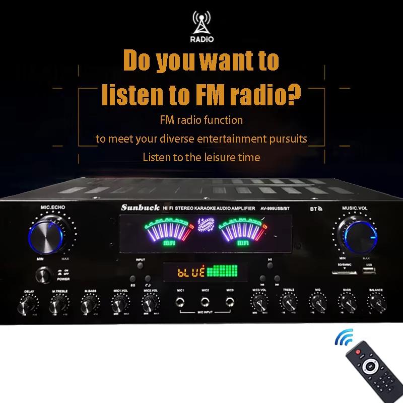 999BT Dual Dynamic Screen Digital Bluetooth Amplifier HiFi Stereo Sound AMP For Home Car Theatre Karaoke Meeting Max 4000W