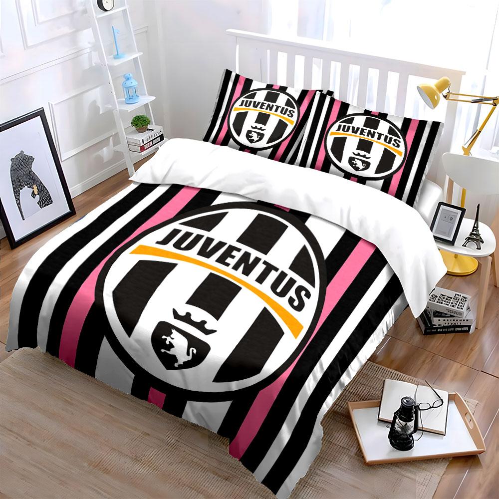 Juventus Logo Stripe Bedding Set Bedding Duvet Cover Set Duvet Cover Pillowcases  (1 * Duvet Cover 2 * Pillowcases, Without Duvet Insert)