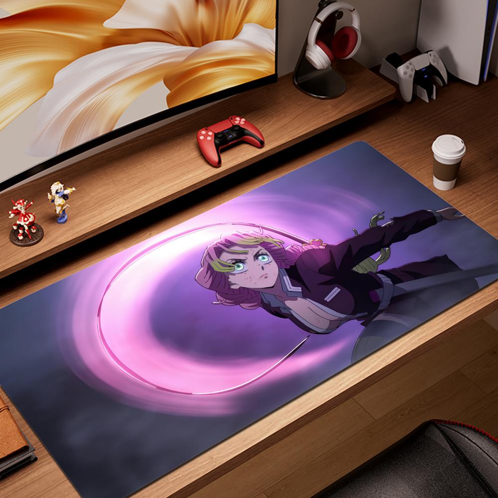 Demon Slayer Kimetsu Kanroji Mitsuri Mousepad Computer Office Game Table Mats XXL Rubber Antislip Gaming Keyboard Long Desk