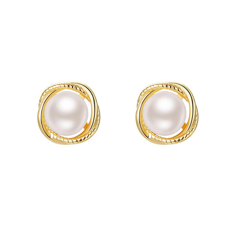 

Серьги-гвоздики с перекрученным жемчугом Мебиуса, маленькие французские ретро-серьги