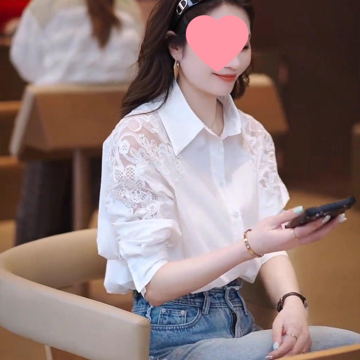 

Sense Pure Jacquard Hollow Out Women s Lapel Shirt, Spring 2025 Korean Style, Long Sleeve, Loose Fit 2XL (130-145 jin)