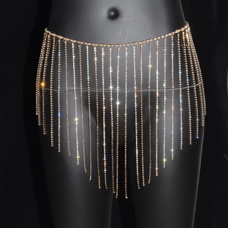 Waist Chain Body Chainsexy Shiny Tassel Rhinestone Skirt Belly Dance Body Chain
