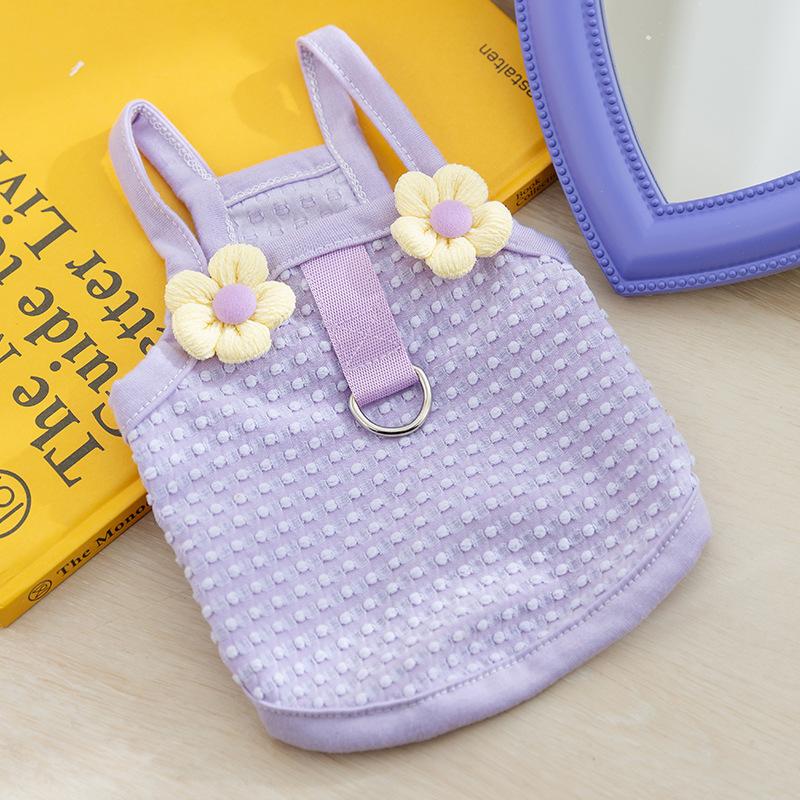 

Three-dimensional small flower dog clothes can lead Bichon puppies, kittens, suspenders, spring and summer thin small dog pet clothes XS (recommended weight 1-1.5kg)