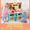 Cocina de Juguete con Agua Corriente, 85 Piezas de Accesorios, Grifo Eléctrico, Luces, Sonidos, para Niños de 3 a 6 Años, Plástico, Verde