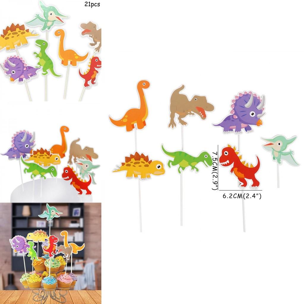 Dinosaur Cake Accessory Set 21pcs Paper Party Decorations For Kids Festivities
