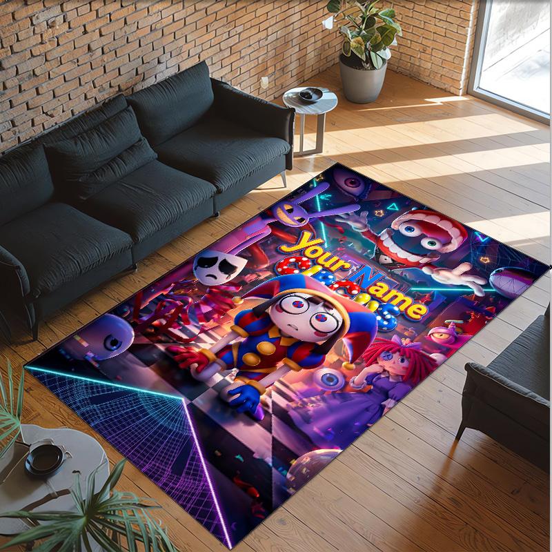 Personalized Crystal Velvet Carpet Custom Name Text,The Amazing Digital Circus Anti Slip Area Rug For Home Decoration