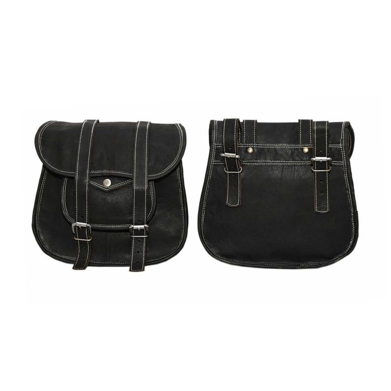 2pcs Motorcycle Bicycle Leather Saddle Bags | Handmade Vintage Panniers | Side Luggage for Bikes & Cruisers