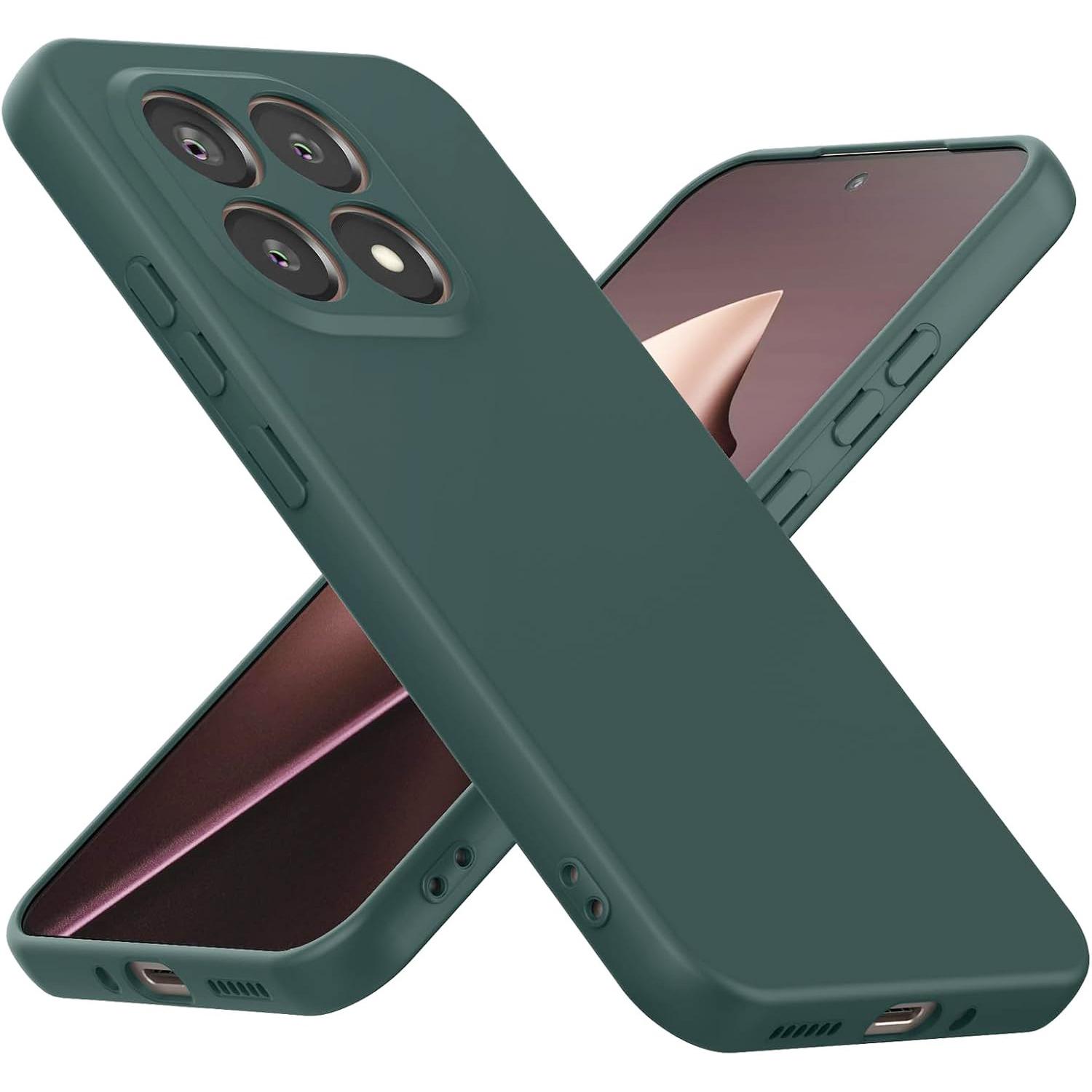 

Мягкий жидкий силиконовый чехол для телефона для Xiaomi 15T / 15T Pro Противоударный чехол Xiaomi 15T Pro полночь зеленый