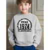 Retro Style Boys' Fifty Years Anniversary Pattern Crewneck Sweatshirt for Daily Wear School Activities And Casual Occasions