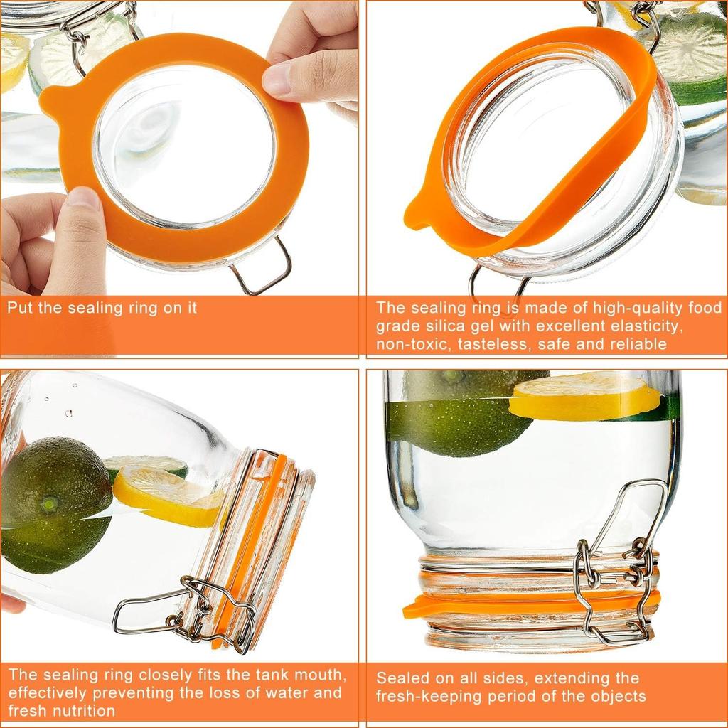 8 Pieces 3.75 Inches Silicone Jar Gaskets Replacement Silicone Seals Airtight Gasket Sealing Rings for Regular Mouth Canning Jar