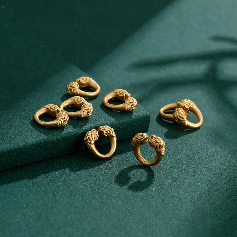 Ancient Inspired Chi Dragon Head Clasp Ring for DIY Bead String Accessories