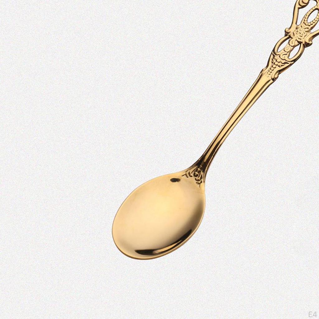 4 Pieces Spoons Forks Set Pastry and Tea Spoon Stainless Steel Dessert