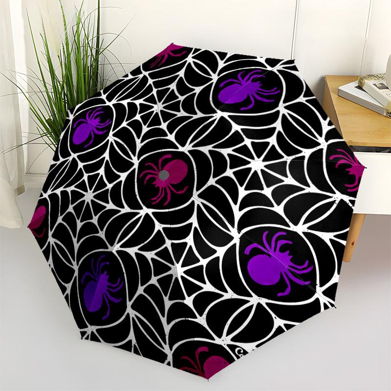 

1pc Spider Web Automatic Umbrella - Stylish, Durable, with 8-Rib Manual Open Design, Elegant Black Handleyy250920149