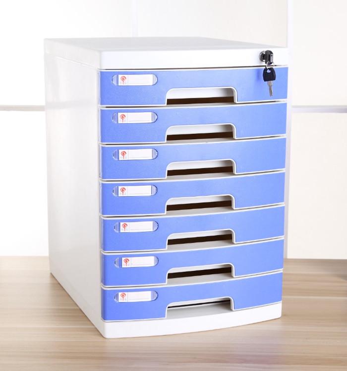 4-Drawer Lockable Plastic Office File Cabinet, Thickened Storage Box