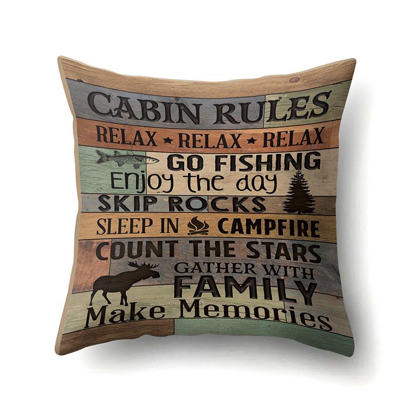 Polyester Pillowcase, Automotive Retro Wood Grain Printing Pillowcase, Waist Cushion Cover, English Cushion, Bedside Cushion Cover
