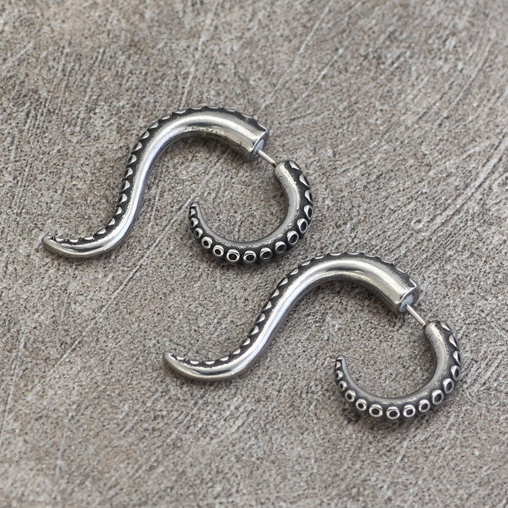 Popular Gothic Octopus Earrings False Spiral Cone Punk Ladies Alloy Earrings