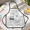 Childrens Drawing Apron Kids DIY Coloring Apron, Washable Food Animal Theme Painting Fabric Color Your Own for Toddlers Boys Girls Children