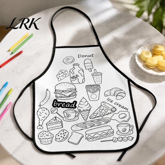 Childrens Drawing Apron Kids DIY Coloring Apron, Washable Food Animal Theme Painting Fabric Color Your Own for Toddlers Boys Girls Children