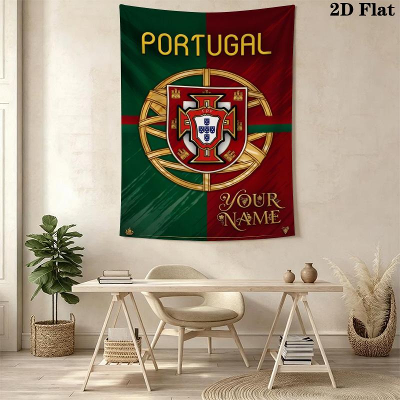 Name Custom PORTUGAL Wall Tapestry Aesthetic Wall Hanging Printed Fabric Blanket Decorative Tapestries for Bedroom Living Room Home Decor