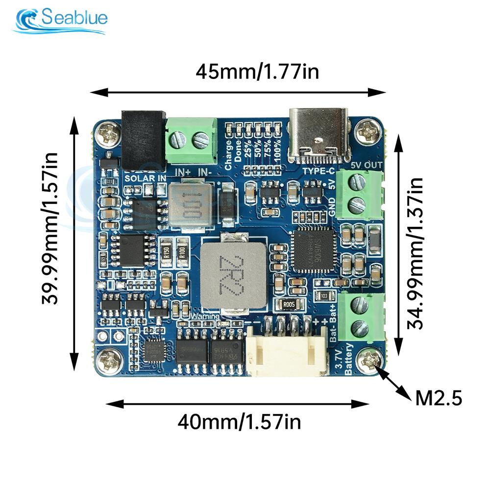 6-24V Solar Power Manager 5V 3A Regulated Output With MPPT Charging Supports PD/QC Type-C Interface for Solar Power Generation