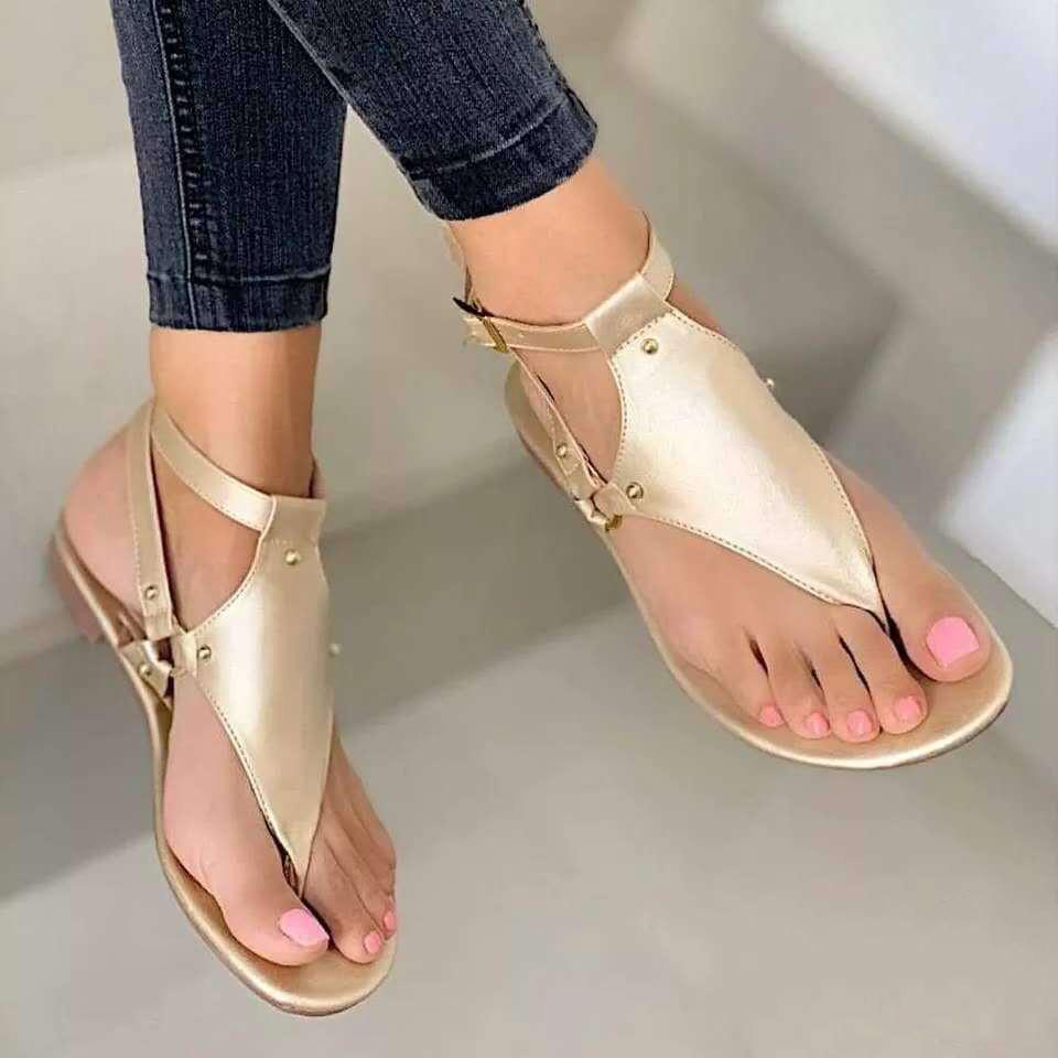 Women's Large Size Flat Bottomed Sandals Shoes Summer Casual Suede Hollow Beach Sandals Solid Color 35-43