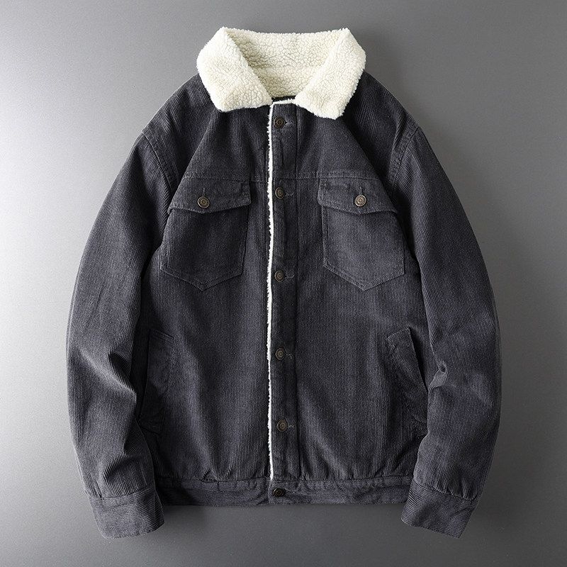 American Retro Corduroy Outwear Men's Winter Thick Lambskin Trendy Export Export Original Tail Single Men's Clothing Jacket