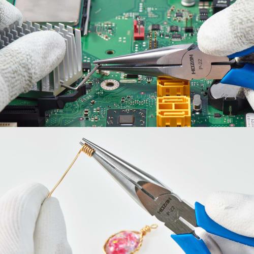 HOZAN P-22 Long Nose Pliers, Premium Grade with a Polished Tapered Finish and Non-Slip Knurling, Cutting Capacity: 2.6mm Diameter Copper Wire, 2mm Str