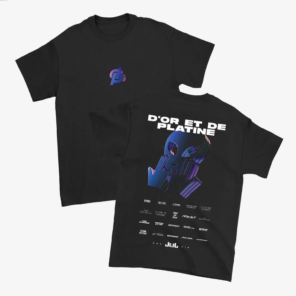 T-shirt Stampata Rapper Francese JUL D'Or Et De Platine Uomo e Donna Estate Cotone Y2K Abbigliamento Hip-hop Moda Manica Corta