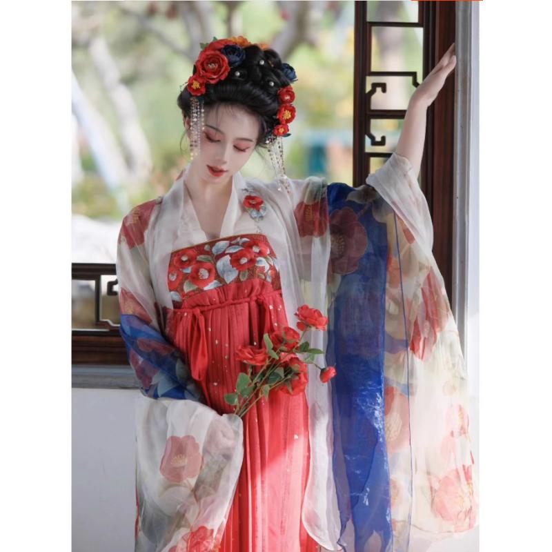 

Китайский стиль династии Тан, костюм Ханфу, женский костюм с элементами хань, улучшенный сказочный элегантный костюм XL разноцветный