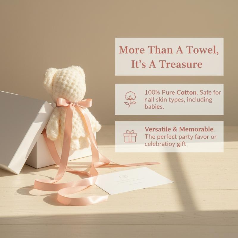 Luxury Velvet Bear Towel Plush Texture Kids Hand Towel Soft Absorbent for Hotel Guest Bathroom Use
