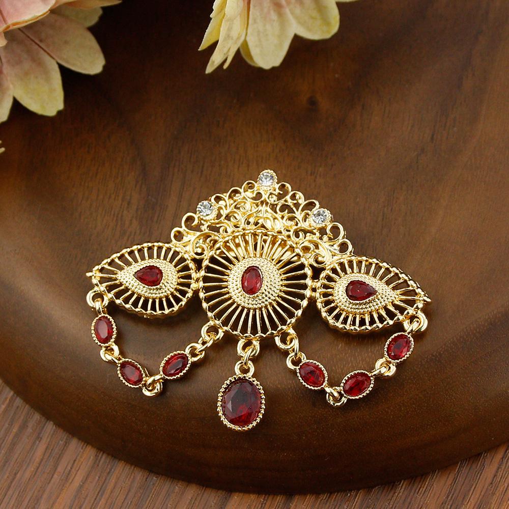 Fashion Crown Brooch Ladies Gold Color Crystal Bohemian Wedding Jewelry