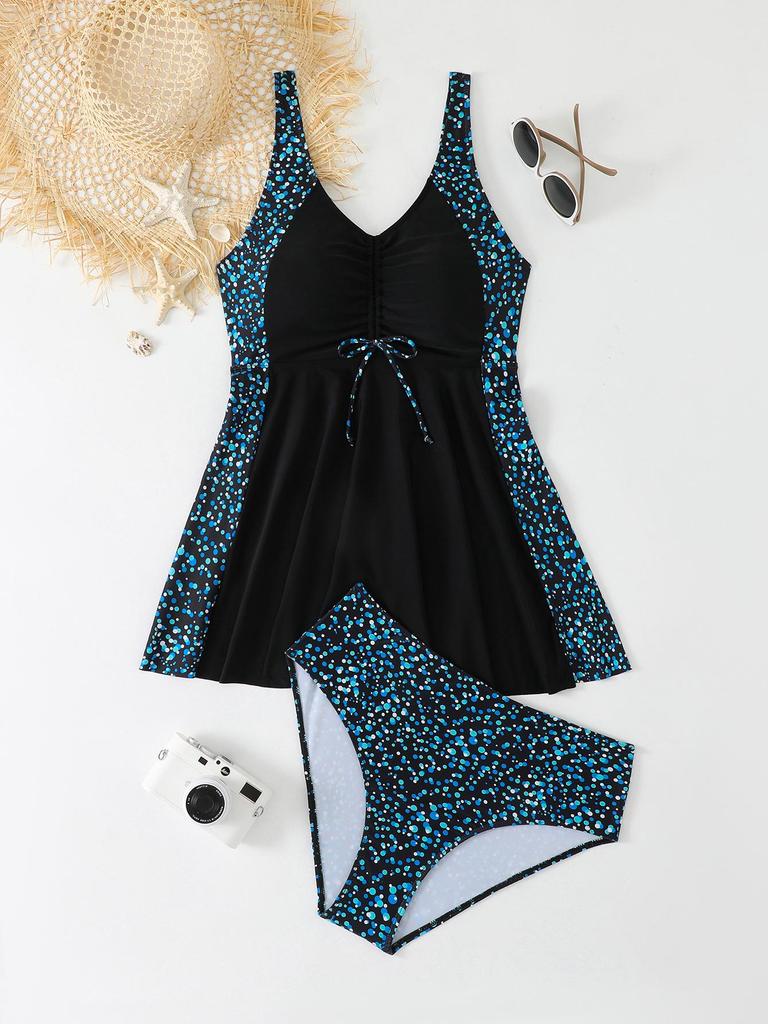 2026 European & American Plus Size Women's Conservative Swim Skirt with Triangle Briefs