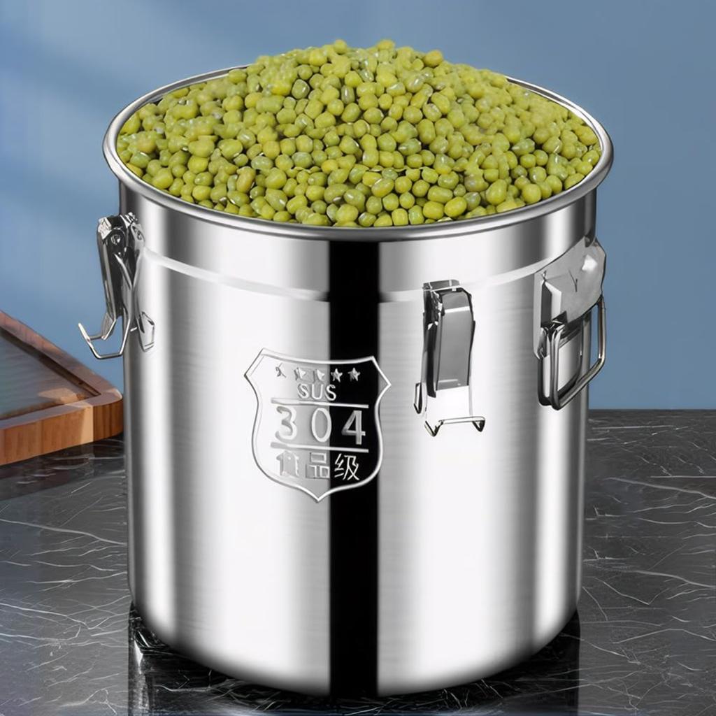 6/12/21/33L Stainless Steel Storage Container with Seal Lid Kitchen Canister with Handles Oil Sugar Milk Storage Bucket for Home Kitchen Bar Restauran