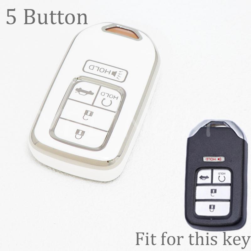 Car Key Cover Case 5 Buttons For Honda Civic Crv Hrv Accord Pilot Fit Freed Vezel Odyssey - Accessories