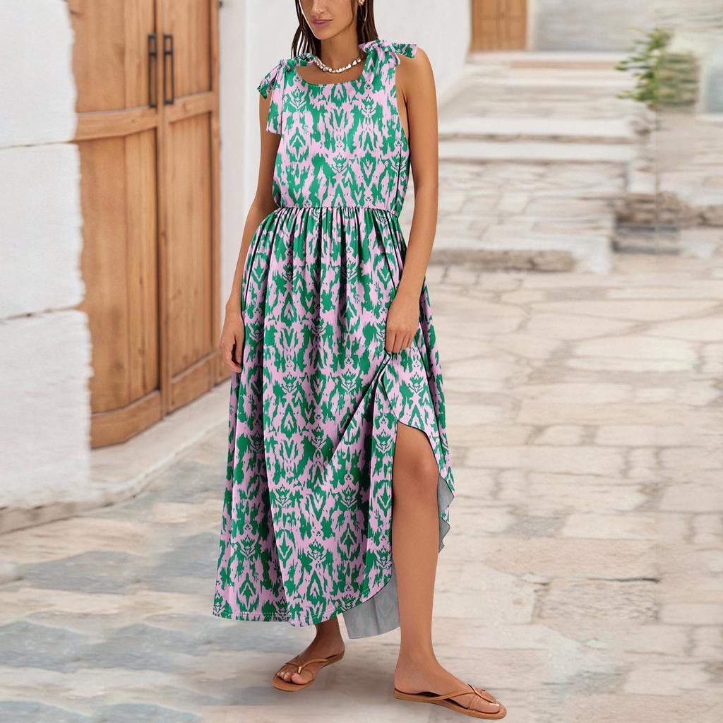 Women's Summer Fashion Tank Dress A-Line Sleeveless Casual Floral/Solid Pocket Dress