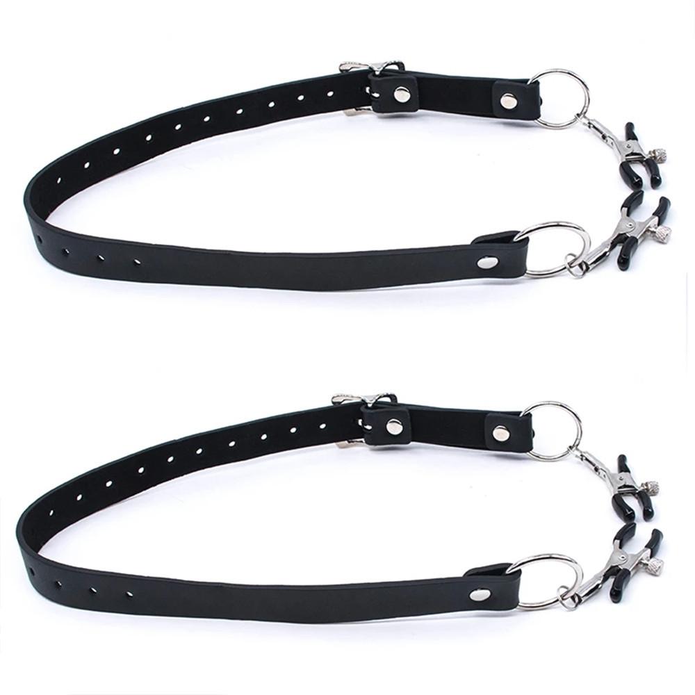 Sexy Flirt Labia Spreader Spona na prsa Svorky na bradavky Kůže Bdsm Bondage Slave Fetish Erotický nástroj Sexuální hračky pro ženy Hry pro dospělé