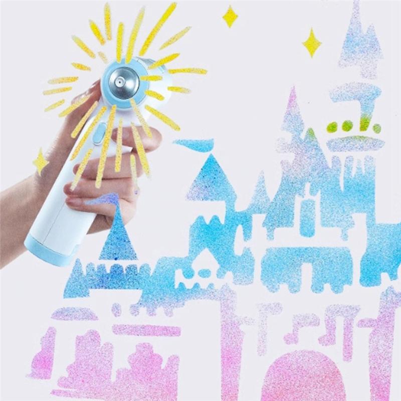 

Fresh Electric Airbrush Painting Set Includes 12 Color Markers Kid Painting Art Craft 3 Drawing Templates белый