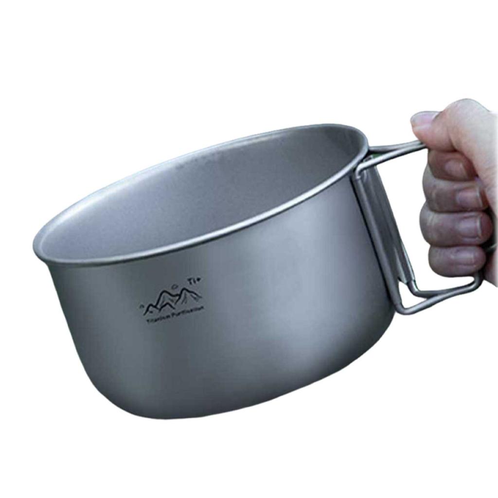 Titanium Camping Pot Multi-Functional Foldable Camping Soup Pot Reusable Lightweight Food Container for Hiking Mountaineering