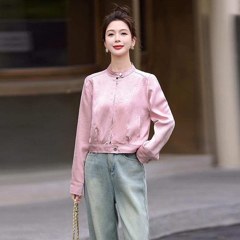 

Spring 2025 Short Baseball Jacket - Small Size, Loose Fit, Slimming Design ME6036 XL (60-67.5 kg) брудно-білий