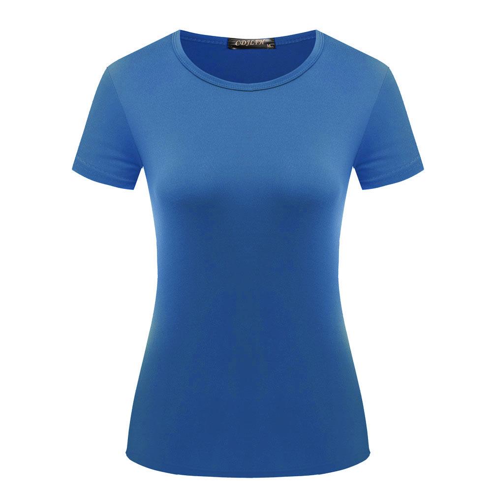 Summer Europe And The United States Women's Fashion Women's Solid Color T-shirt Short-sleeved